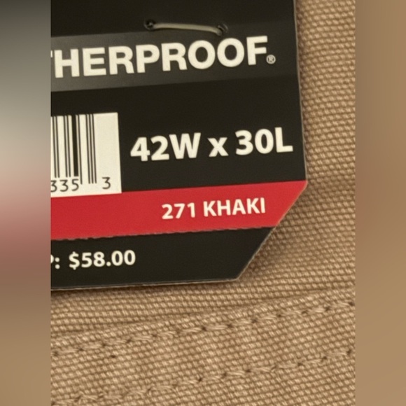 Weatherproof Men's Sz 42x30 100% Cotton Khaki Jeans NWT - Picture 7 of 8